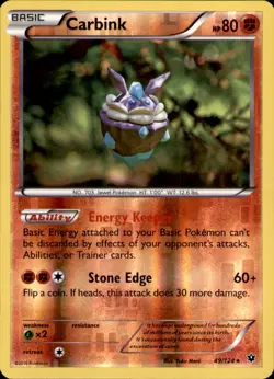 Carbink 49/124 Reverse Holo R Pokemon Fates Collide - Image 1