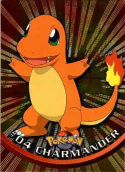 1999 Topps Pokemon TV Animation Series 1 #4 Charmander Black Topps Logo Foil - Image 1