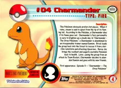 1999 Topps Pokemon TV Animation Series 1 #4 Charmander Black Topps Logo Foil - Image 2