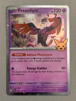Pokemon Card 2024 TCG Fezandipiti 096/167 Halloween Trick or Trade Cosmos Holo - Image 1