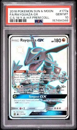 Pokemon Rayquaza GX Hidden Fates Premium Coll. Full Art Promo #177a PSA 10 - Image 1