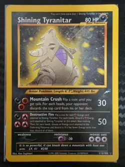 Shining Tyranitar - 113/105 - Pokemon Neo Destiny Unlimited Holo Rare Card LP/NM - Image 1