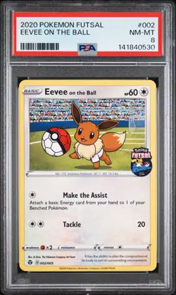 Eevee On the Ball 2020 Futsal UK Exclusive Promo Card PSA 8 Near Mint 002/005 - Image 1