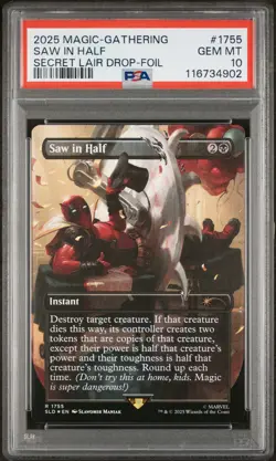 Saw In Half #1755 2025 Magic The Gathering Deadpool Secret Lair Drop Foil PSA 10 - Image 1