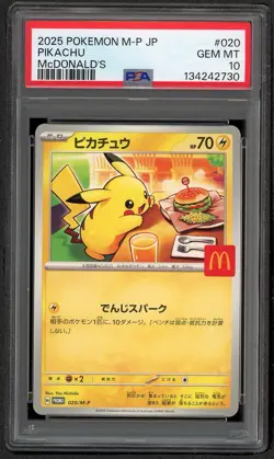 2025 POKEMON JPN M-P PROMO MCDONALD'S #020 PIKACHU PSA 10 GEM MINT JAPANESE - Image 1