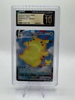 2021 POKEMON CELEBRATIONS - HOLO #009/025 SURFING PIKACHU VMAX CGC 10 PRISTINE - Image 1