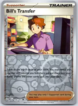 Bill's Transfer 156/165 Uncommon 151 Pokemon Reverse Holo Near Mint - Image 1