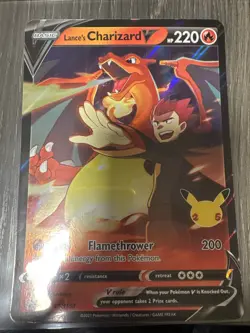 Pokemon Lance's Charizard V Celebrations SWSH133 Black Star Promo NM Jumbo - Image 1