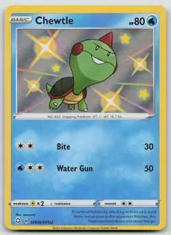 Pokemon Chewtle SV028/SV122 Shining Fates Shiny Vault Shiny Rare Holo NM - Image 1