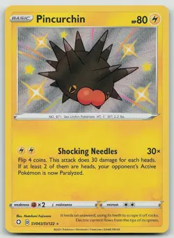 Pokemon Pincurchin SV043/SV122 Shining Fates Shiny Vault Shiny Rare Holo NM - Image 1