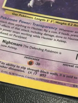 Pokemon TCG Haunter Fossil Unlimited 1999 6/62 Holo Rare MP Vintage WOTC - Image 3