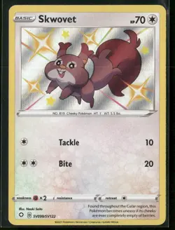 Skwovet SV099/SV122 Shiny Rare Shining Fates Shiny Vault Pokemon Holo Near Mint - Image 1