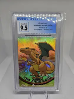 1999 Topps Pokemon T.V. Rainbow Foil Charizard #6 Second Print CGC 10 - Image 1