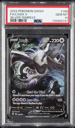 2022 POKEMON SWORD & SHIELD SILVER TEMPEST #186 FULL ART/LUGIA V PSA 10 - Image 1