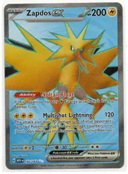 Zapdos ex 192/165 Ultra Rare 151 Pokemon Near Mint - Image 1