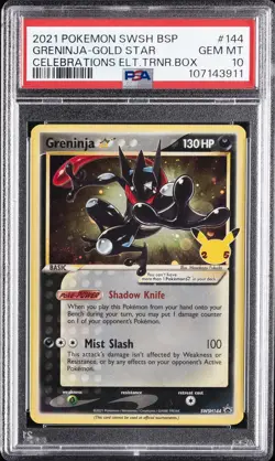 2021 POKEMON SWSH BLACK STAR PROMO #144 GRENINJA-GOLD STAR PSA 10 - Image 1