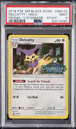 2018 POKEMON SM BLACK STAR PROMO #SM132 DELCATTY-HOLO PSA 9 - Image 1