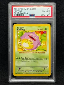 1999 Pokemon Base Set Koffing #51 Shadowless PSA 8 - Image 1