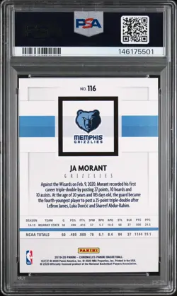 2019 Ja Morant PSA 10 Young Dolph Rookie #116 Chronicles Beautiful Card & Slab🔥 - Image 2