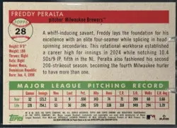 Freddy Peralta 2025 Topps Chrome Platinum Gold Prism Refractor SSP Print Run /20 - Image 2