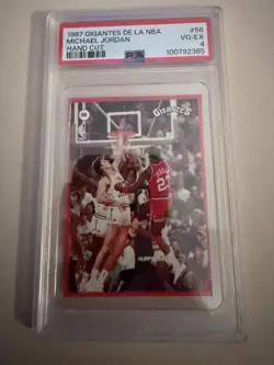 Michael Jordan 1987 Gigantes de la NBA #56 Sticker Card PSA 4 Rare - Image 1