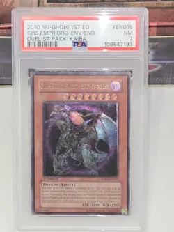 Yugioh Chaos Emperor Dragon, Envoy of the End, 1st ED ULTIMATE RARE - PSA 7 NM - Image 1