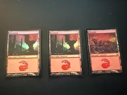 Magic The Gathering - Lot of 3 MTG Mountain Land Foil 2x 295/301 + 297/301 LP - Image 1