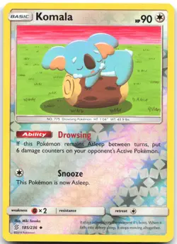 Komala 185/236 Uncommon Unified Minds Pokemon Reverse Holo Near Mint - Image 1