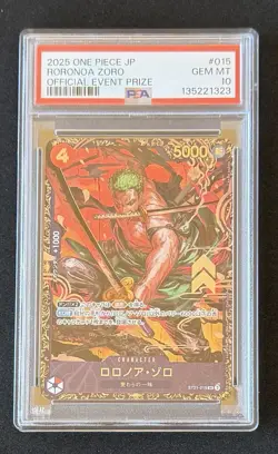 PSA 10 One Piece Card Roronoa Zoro Flagship Battle Top 8 Promo ST21-015 JP - Image 1