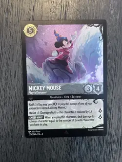 Disney Lorcana Illumineer's Quest 225 Mickey Mouse Playful Sorcerer Rare FOIL - Image 1