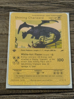 Golden Shining Charizard Pokemon card. Excellent condition. Includes Card Case. - Image 1