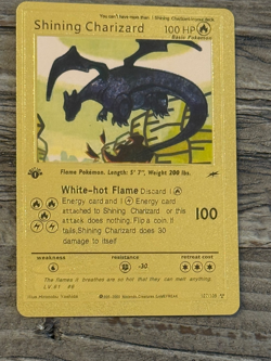Golden Shining Charizard Pokemon card. Excellent condition. Includes Card Case. - Image 3