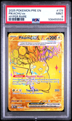 2025 POKEMON PRE EN-PRISMATIC EVOLUTIONS HYPER RARE #179 PIKACHU EX PSA 9 - Image 1