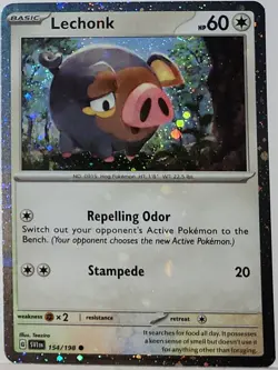 Fart Swirl 🌀 Lechonk 154/198 Cosmos Holo HeavilY Bleed Error Rare Pokemon TCG ✨ - Image 1