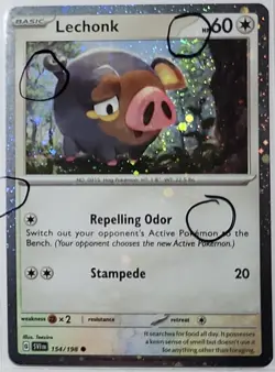 Fart Swirl 🌀 Lechonk 154/198 Cosmos Holo HeavilY Bleed Error Rare Pokemon TCG ✨ - Image 2
