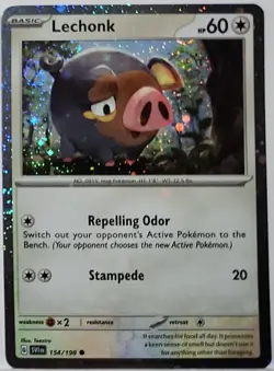 Fart Swirl 🌀 Lechonk 154/198 Cosmos Holo HeavilY Bleed Error Rare Pokemon TCG ✨ - Image 3