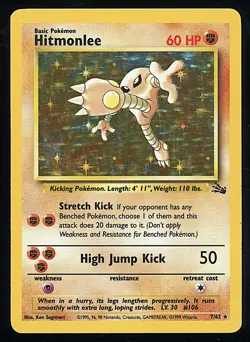HITMONLEE 1999 Pokemon Fossil Holo #7 - MP/HP - Image 1