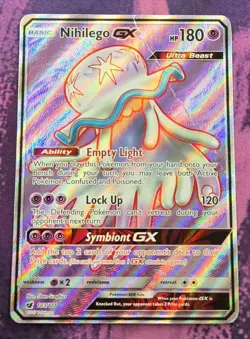 Pokemon: SM - Crimson Invasion: Holofoil Nihilego GX (Full Art): DMG Condition - Image 1