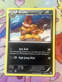 Scrafty 69/114 2011 Black & White Base Pokemon Card TCG Reverse Holo Rare - Lp - Image 1