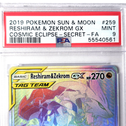 2019 Pokemon Sun & Moon Cosmic Eclipse Reshiram & Zekrom GX #259 Full Art PSA 9 - Image 2