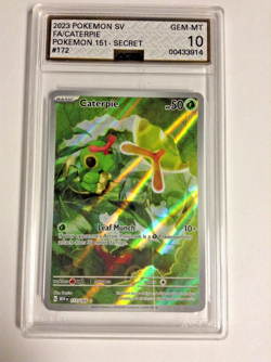 2023 Caterpie 172/165 Scarlet & Violet 151 SECRET Illustration Rare #172 AGS 10 - Image 1