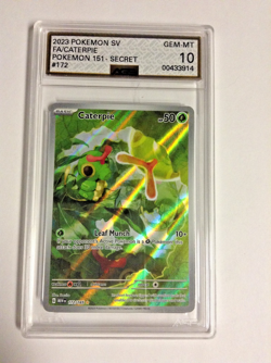 2023 Caterpie 172/165 Scarlet & Violet 151 SECRET Illustration Rare #172 AGS 10 - Image 2