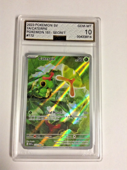 2023 Caterpie 172/165 Scarlet & Violet 151 SECRET Illustration Rare #172 AGS 10 - Image 3