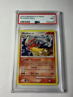 Pokemon PSA 9 MINT Blaziken 3/127 Platinum Holo Rare 2009 - Image 1