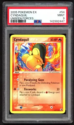 Pokemon Cards - PSA 9 Cyndaquil 54/115 - Ex Unseen Forces - MINT - PSA9 - Image 1