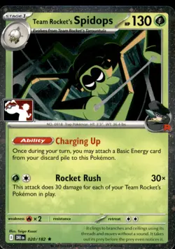 Team Rocket's Spidops 020/182 R Prize Pack Series Cards Pokemon NM - Image 1