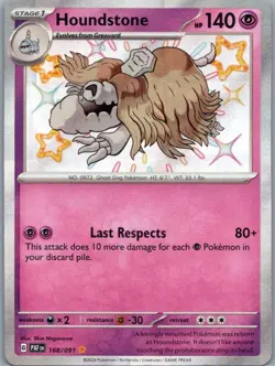 Houndstone 168/091 Shiny Rare Paldean Fates Pokemon Holo Near Mint - Image 1