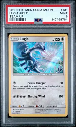 2019 POKEMON SUN & MOON TEAM UP #131 LUGIA-HOLO PSA 9 - Image 1