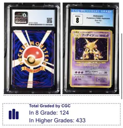 HUGE Swirl 1996 Japanese Pokemon Base Set Alakazam #65 Holo CGC 8 pop 124 - Image 2
