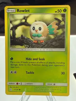 Pokemon Rowlet 17/236 ** Unique Art Work** Common Cosmic Eclipse Near Mint - Image 1